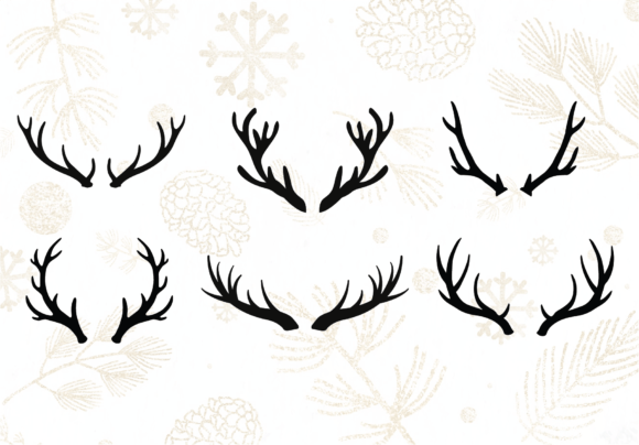 Antlers Deer Christmas Bundle Sihouette for Crafts