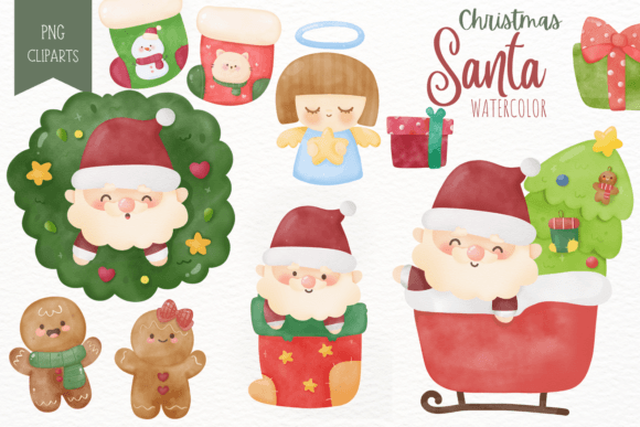 Christmas Watercolor Clipart Santa Cute: A Review for Illustrations