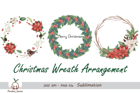 Christmas Wreath Arrangement Set 3: Premium Illustrations for Holiday Branding