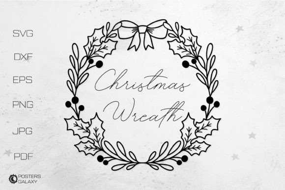Christmas Wreath Frame Svg Cut File for Illustrations