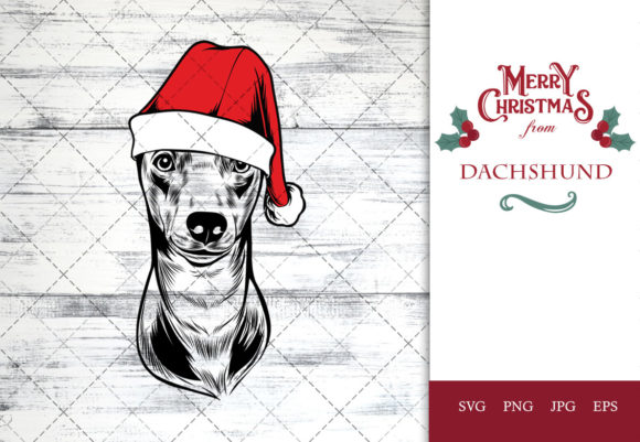 Dachshund Dog in Santa Hat for Christmas in Crafts