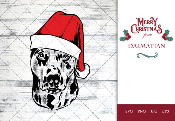 Dalmatian Dog in Santa Hat for Christmas & Crafts