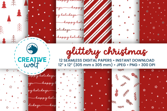 Glittery Christmas Digital Paper Pack: Patterns for Seasonal Sellers