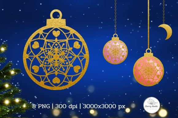 Gold Christmas Ornament V02 Review for Illustrations
