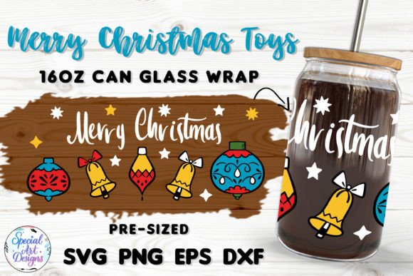 Merry Christmas Toys Glass Wrap Cut File for Crafts