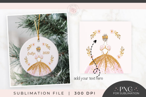 Pink Gold Ballerina Christmas Ornament for Crafts and Design