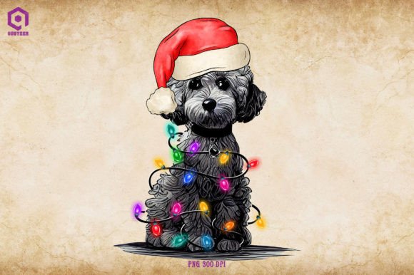 Poodle Christmas Tree Lights: Festive Illustrations for Crafters