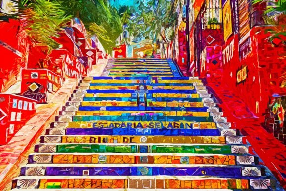 Rio De Janeiro South America Oil Paint Illustrations